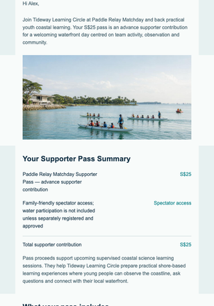 Coastal Matchday Support Pass email design preview