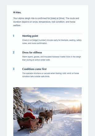 Your Alpine Sleigh Ride email design preview
