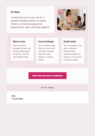Your Birthday Brunch Invitation email design preview