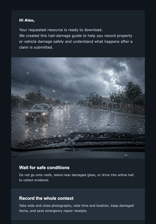 Hail-Damage Claim Guide email design preview