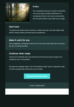 Your Forest Bathing Guide email design preview
