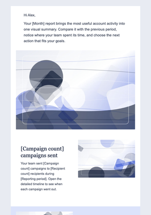 Monthly Usage Report and Account Trends email design preview