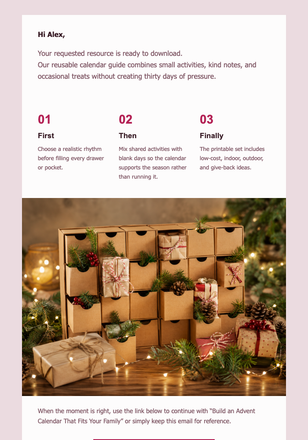 Build an Advent Calendar That Fits Your Family email design preview