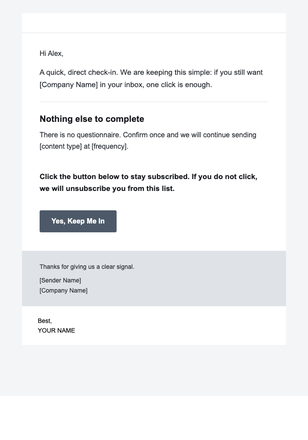 One-Click Yes — Clear email design preview