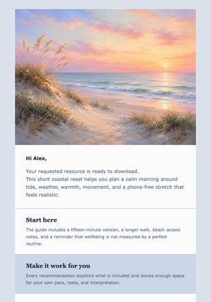 Your Coastal Reset Starts at Sunrise email design preview