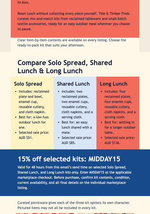 Midday Picnic Kit Pick email design preview