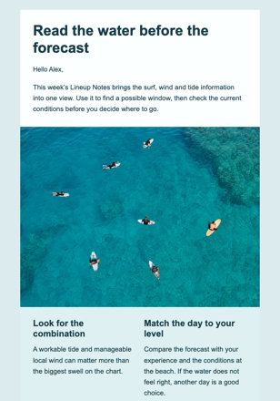 Lineup Notes Weekly Forecast email design preview
