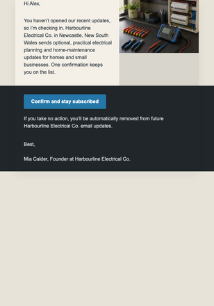 Keep Receiving Electrical Updates email design preview