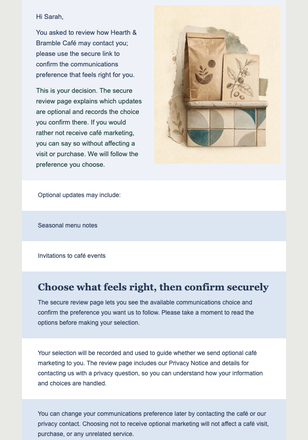 Privacy Preference Review email design preview