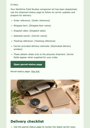 Field Kit Dispatch Update email design preview