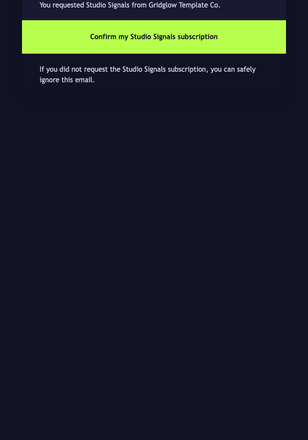 Neon Subscription Confirmation email design preview