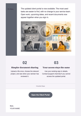 What Changed in Our Client Portal — Professional Services email design preview