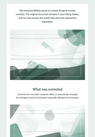 Corrected Invoice and Credit Note email design preview