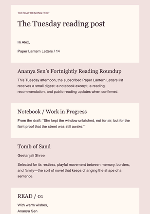 Tuesday Reading Post email design preview