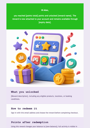 Pocket Arcade Reward Earned email design preview