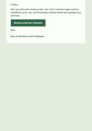 Resume Your Workspace Cart email design preview