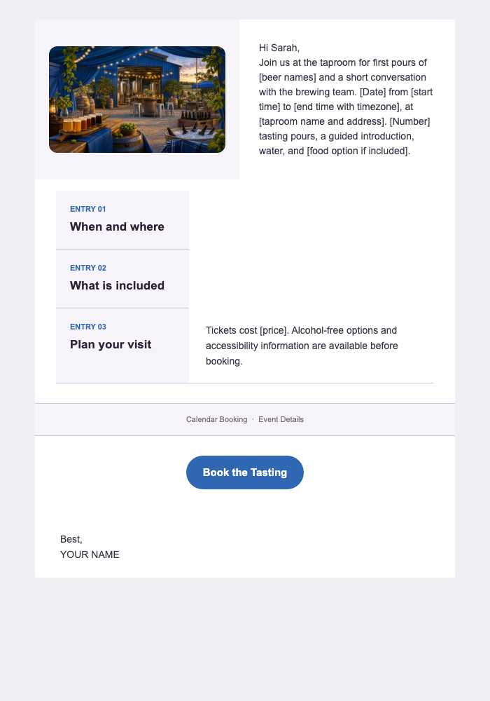 Join Us for a Small-Batch Tasting — Craft Breweries email design preview
