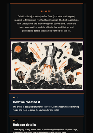 The Roaster Built a Rocket email design preview