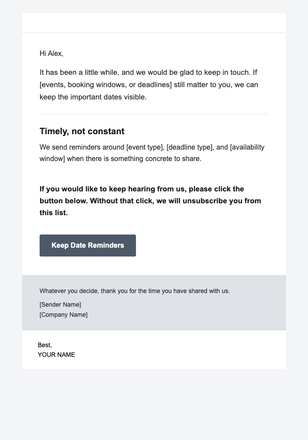 Future Dates — Warm email design preview