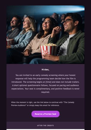 The Comedy Preview Audience email design preview