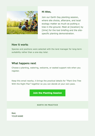 Plant One Tree With the Right Plan email design preview