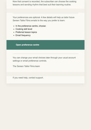 Set Your Lesson Preferences email design preview